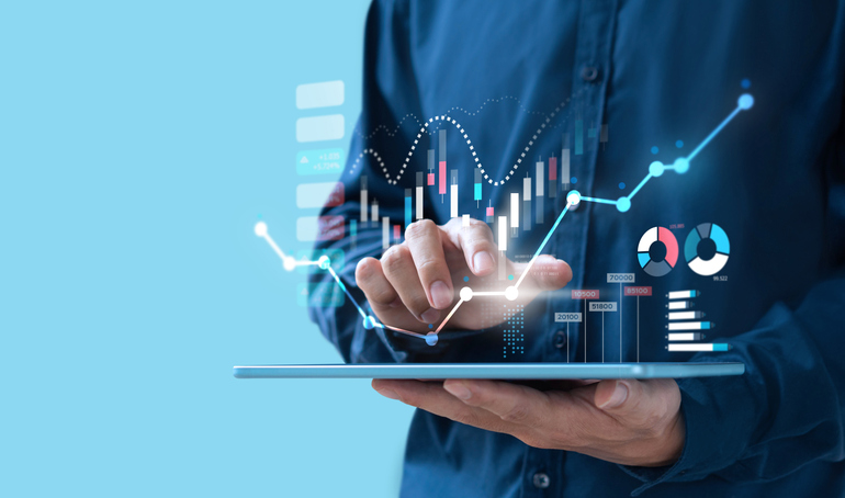 An investor trading stock online.